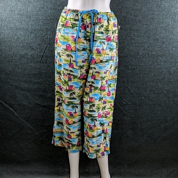 White Stag Pants - White Stag Cotton Drawstring Pants Tropical Island